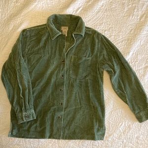 L.L. Bean Green Corduroy Button Up Shirt